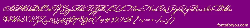 フォントRoanokeScript – 紫の背景に黄色のフォント