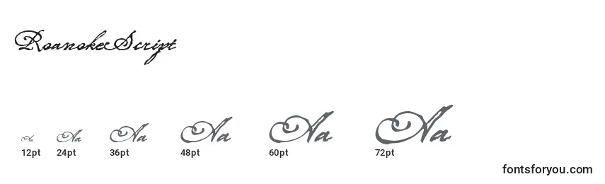 Größen der Schriftart RoanokeScript