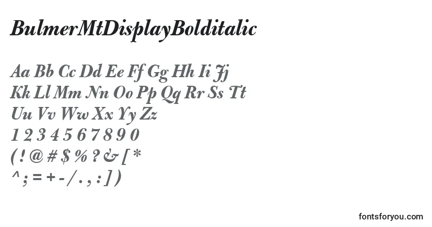 A fonte BulmerMtDisplayBolditalic – alfabeto, números, caracteres especiais