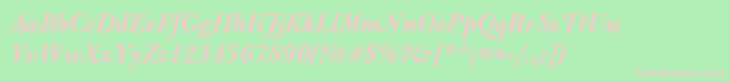 BulmerMtDisplayBolditalic-fontti – vaaleanpunaiset fontit vihreällä taustalla