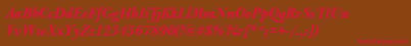 フォントBulmerMtDisplayBolditalic – 赤い文字が茶色の背景にあります。