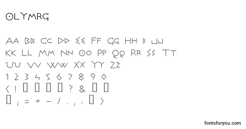Czcionka Olymrg – alfabet, cyfry, specjalne znaki