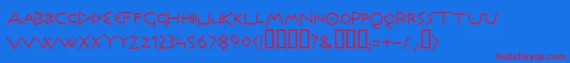 フォントOlymrg – 赤い文字の青い背景
