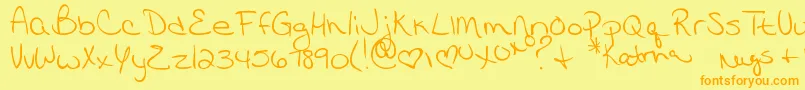 MtfKatrina-Schriftart – Orangefarbene Schriften auf gelbem Hintergrund
