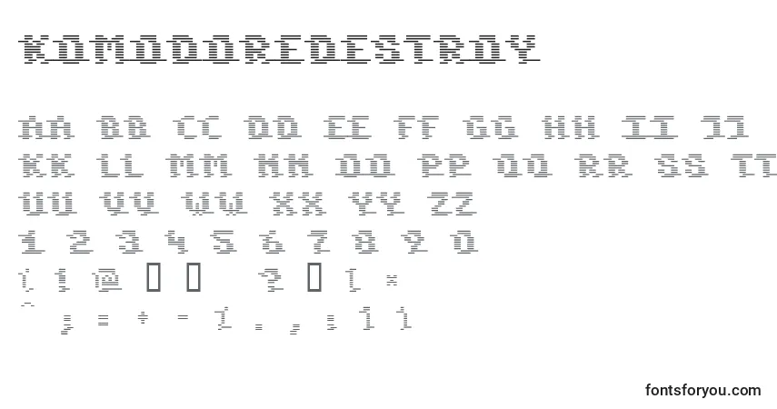 A fonte KomodoreDestroy – alfabeto, números, caracteres especiais
