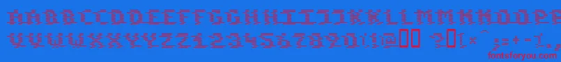 KomodoreDestroy Font – Red Fonts on Blue Background