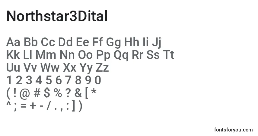 Шрифт Northstar3Dital – алфавит, цифры, специальные символы