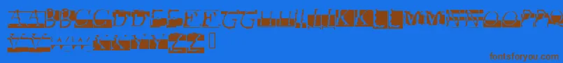 フォントGlitch – 茶色の文字が青い背景にあります。