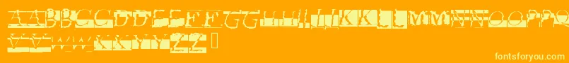 Glitch-Schriftart – Gelbe Schriften auf orangefarbenem Hintergrund
