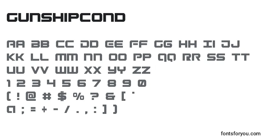 Шрифт Gunshipcond – алфавит, цифры, специальные символы