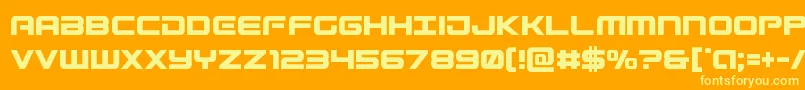 Weitere Informationen zur Gunshipcond-Schriftart Gunshipcond-Schriftart – Gelbe Schriften auf orangefarbenem Hintergrund