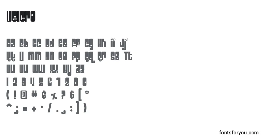 Schriftart Velcro – Alphabet, Zahlen, spezielle Symbole