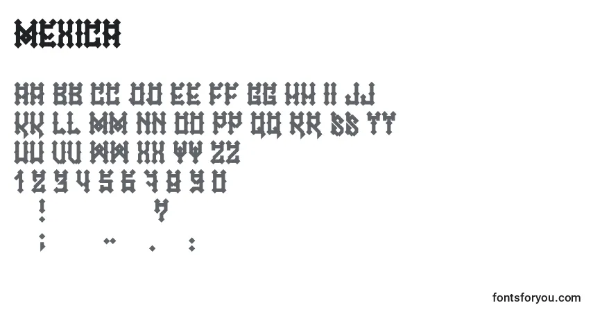 Шрифт Mexica – алфавит, цифры, специальные символы