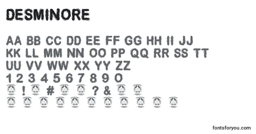 Schriftart Desminore – Alphabet, Zahlen, spezielle Symbole