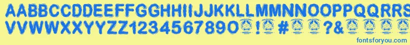 Desminore Font – Blue Fonts on Yellow Background