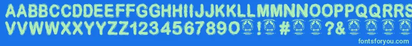 Desminore Font – Green Fonts on Blue Background