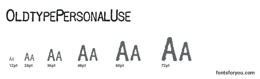 OldtypePersonalUse Font Sizes