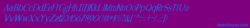 KennonItalic Font – Blue Fonts on Purple Background