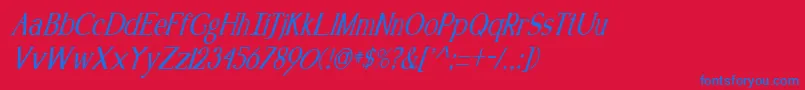 KennonItalic Font – Blue Fonts on Red Background