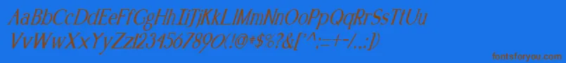 KennonItalic-Schriftart – Braune Schriften auf blauem Hintergrund