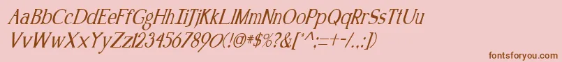 Fonte KennonItalic – fontes marrons em um fundo rosa