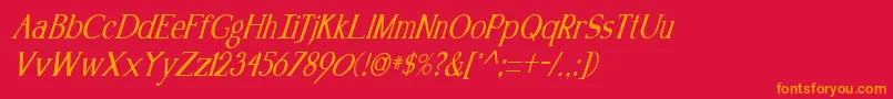 Fonte KennonItalic – fontes laranjas em um fundo vermelho