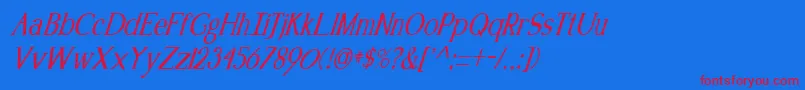 Fonte KennonItalic – fontes vermelhas em um fundo azul