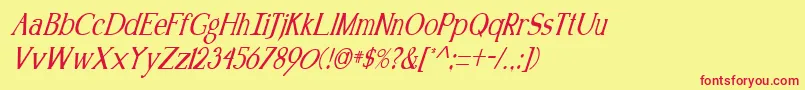 KennonItalic Font – Red Fonts on Yellow Background