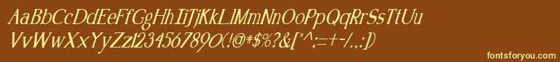 KennonItalic Font – Yellow Fonts on Brown Background