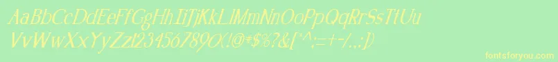 KennonItalic Font – Yellow Fonts on Green Background