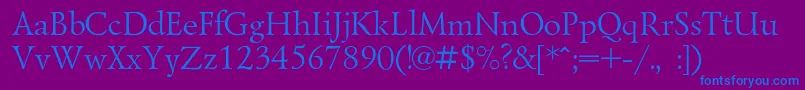 Lazurskic-Schriftart – Blaue Schriften auf violettem Hintergrund