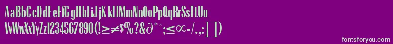 RadiusRegularDb-Schriftart – Grüne Schriften auf violettem Hintergrund