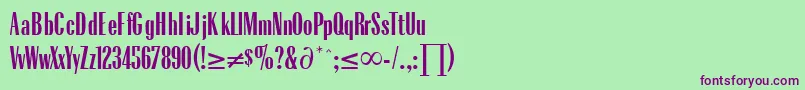 RadiusRegularDb-Schriftart – Violette Schriften auf grünem Hintergrund
