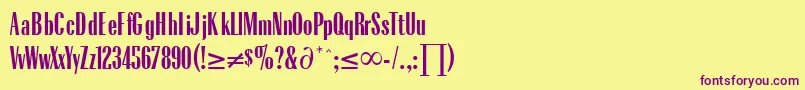 RadiusRegularDb-fontti – violetit fontit keltaisella taustalla