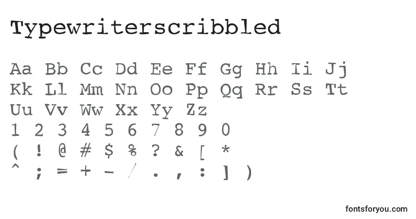 Schriftart Typewriterscribbled – Alphabet, Zahlen, spezielle Symbole