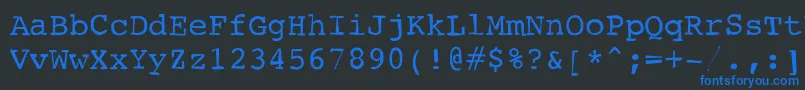 フォントTypewriterscribbled – 黒い背景に青い文字