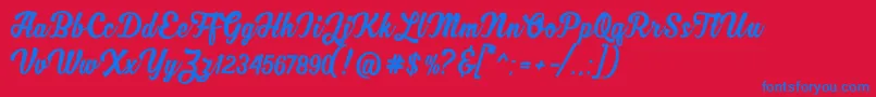 MjfZhafiraDemo Font – Blue Fonts on Red Background