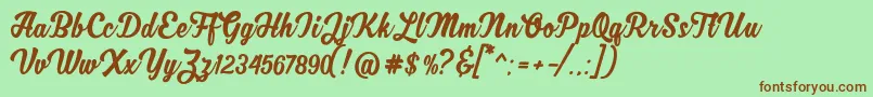 MjfZhafiraDemo Font – Brown Fonts on Green Background