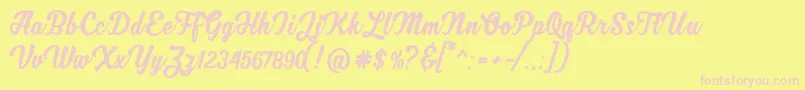 MjfZhafiraDemo Font – Pink Fonts on Yellow Background