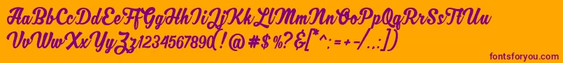 MjfZhafiraDemo Font – Purple Fonts on Orange Background