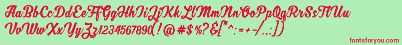MjfZhafiraDemo Font – Red Fonts on Green Background