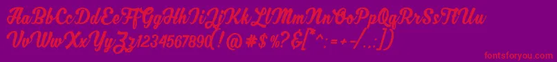 フォントMjfZhafiraDemo – 紫の背景に赤い文字