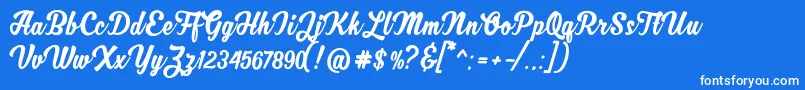 Fonte MjfZhafiraDemo – fontes brancas em um fundo azul