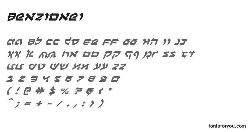 A fonte Benzionei – alfabeto, números, caracteres especiais