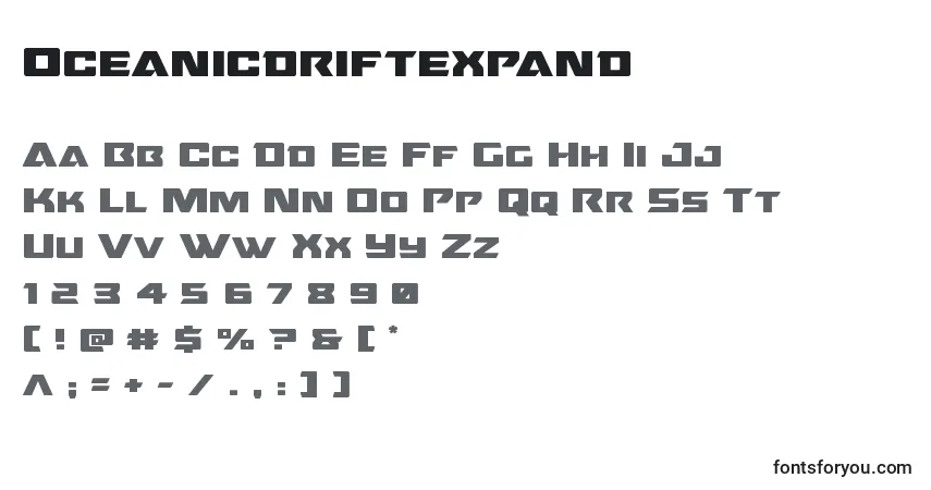 Fuente Oceanicdriftexpand - alfabeto, números, caracteres especiales