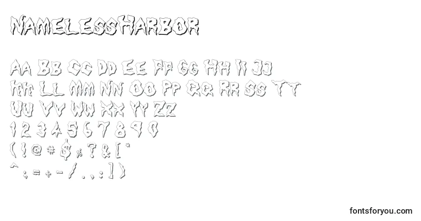 A fonte NamelessHarbor – alfabeto, números, caracteres especiais