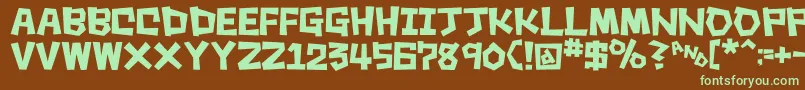 SquareRough-fontti – vihreät fontit ruskealla taustalla
