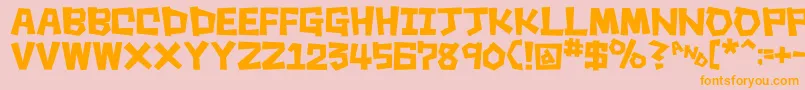 フォントSquareRough – オレンジの文字がピンクの背景にあります。