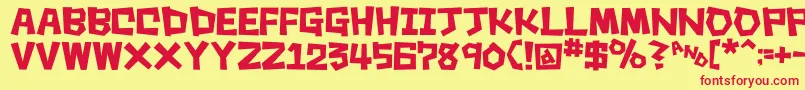 SquareRough-Schriftart – Rote Schriften auf gelbem Hintergrund