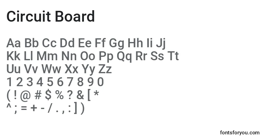 Fuente Circuit Board - alfabeto, números, caracteres especiales